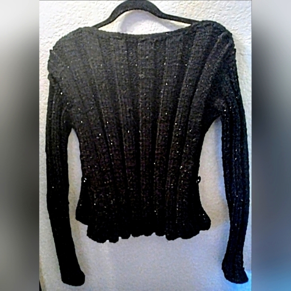The BoKnitArt Collection Sweaters - NWT Retro Black Cashmere Alpaca Blend Poor Boy Sweater With A  Little Bling!